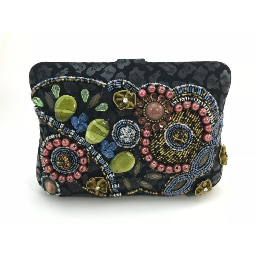 Prezzo Black Clutch Bead Stone Women Handbag Purse